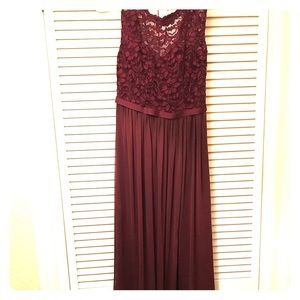 Wine-colored, floor length dress